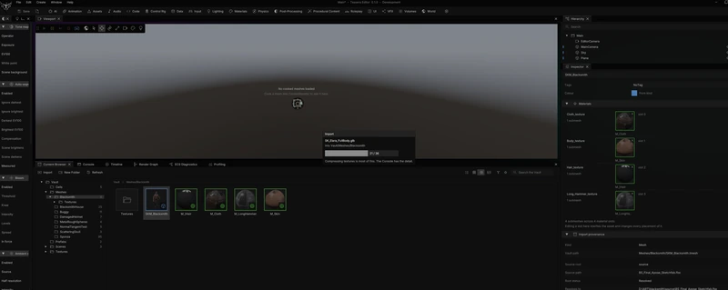 Asset import interface and progress reporting.