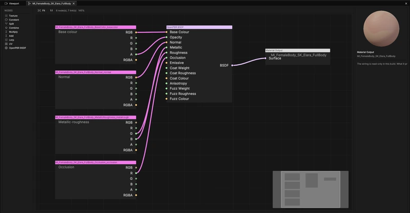 Read-only Material Graph derived from material data.